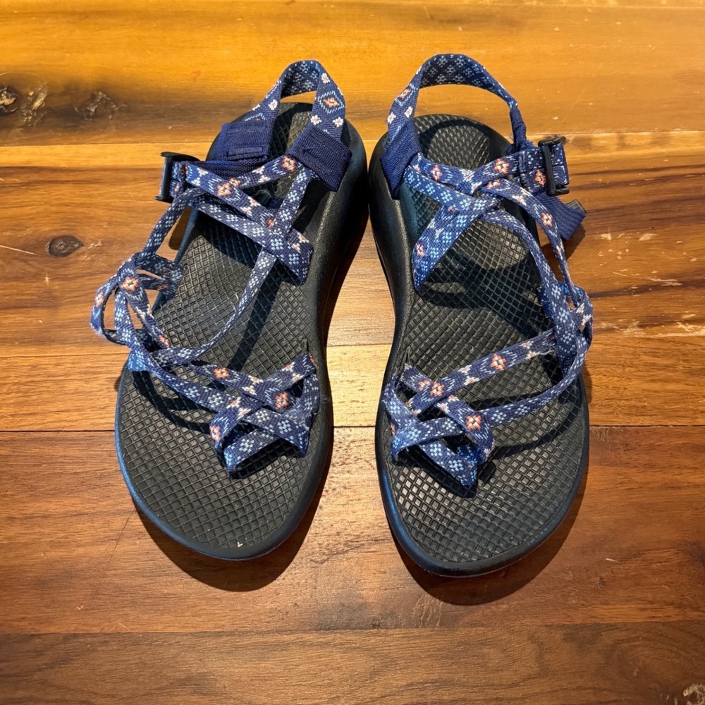 Chaco Z Cloud 2 Sandals Womens 8 Navy Blue Geometric Strappy Toe Loop Hiking